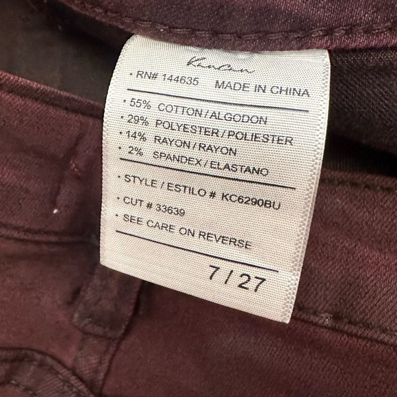 KanCan Maroon Wax Coated Skinny Jeans size 7/27 - Picture 4 of 7